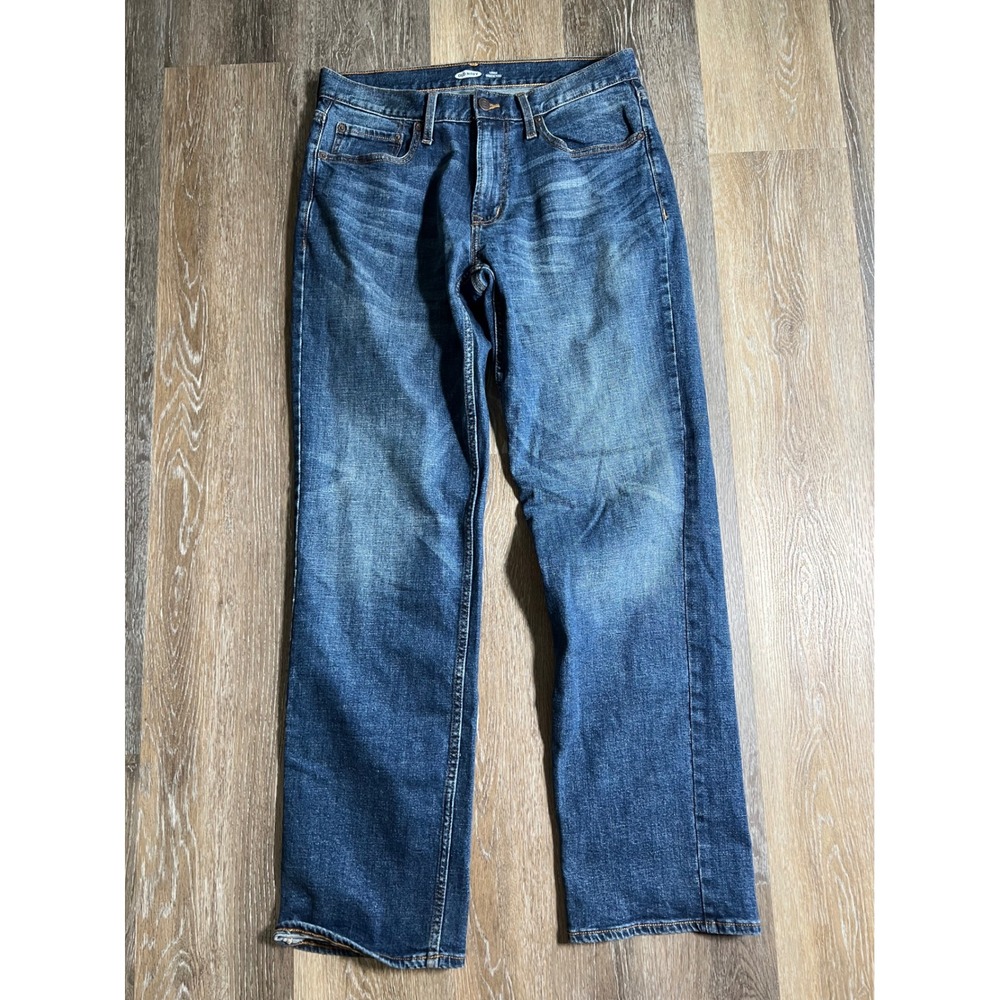 Old Navy Loose Built-In Flex Jeans Mens 32x34 Blue Good Straight Leg Denim